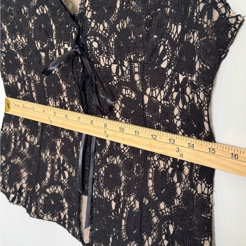 Vintage Anthropologie Odille Black Cream Corset Bustier Whimsigoth Feminine 10 - Picture 8 of 9